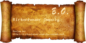 Birkenheuer Ompoly névjegykártya